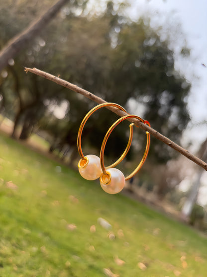 GOLDEN HALO PEARL HOOPS